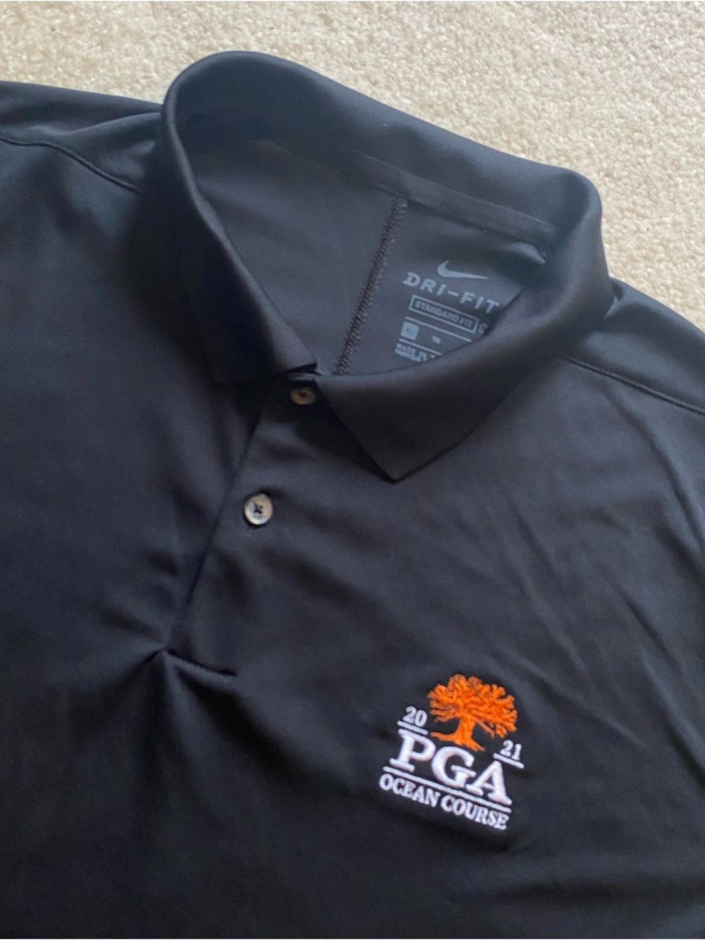 Men's Nike Dri-FIT Polo Shirt XL Black 2021 PGA Championship Ocean Course Kiawah